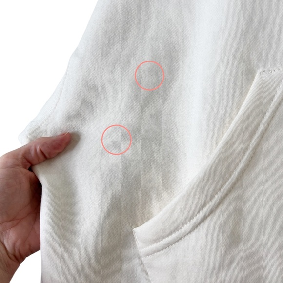 New WEWOREWHAT Women’s Oversized Cropped Cotton Blend 1/4 Zip Sweatshirt Cream S - Picture 12 of 13